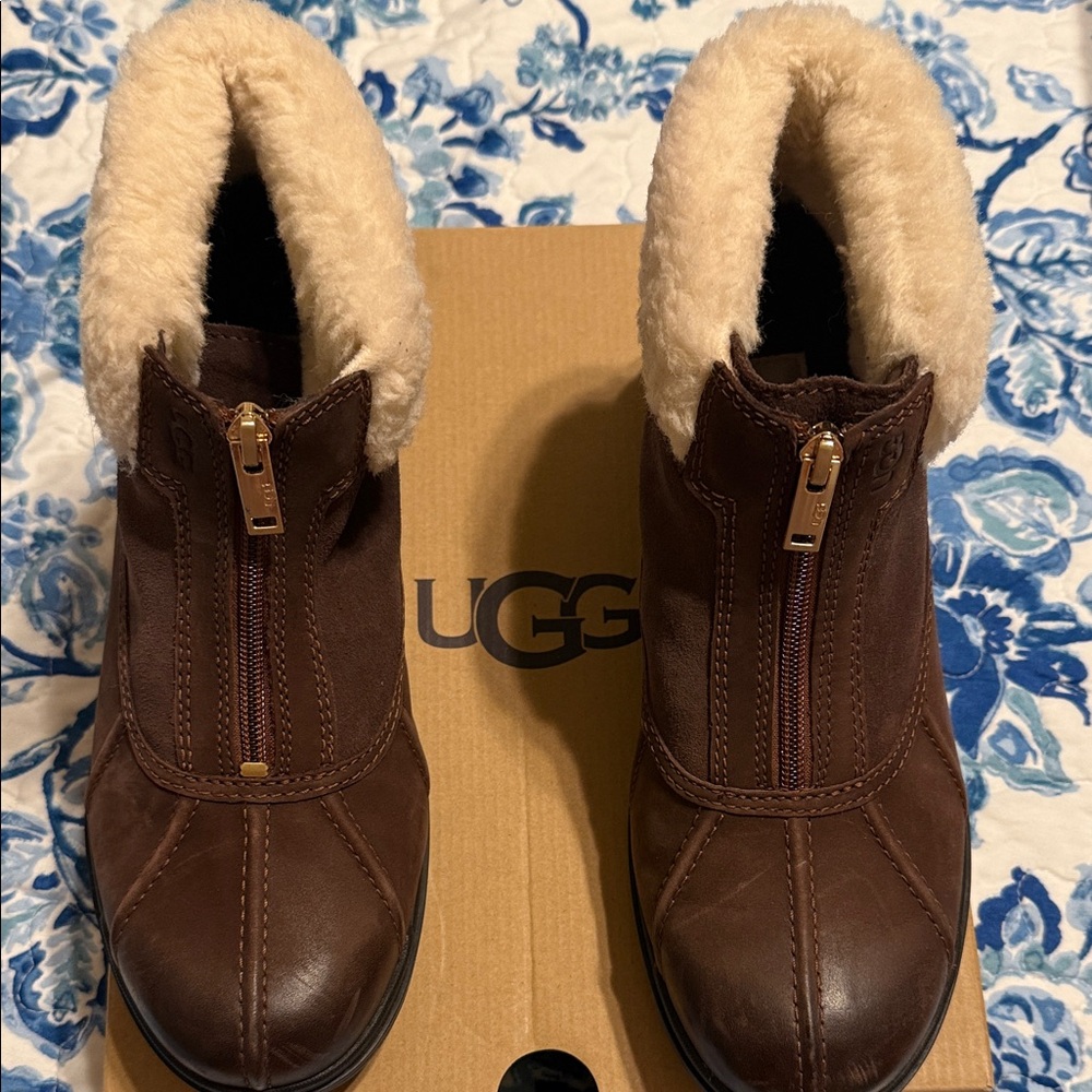 UGG Chocolate Brown Boots with Plush Cream Lining